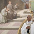 Pope Leo XIV presides over Mass at the Basilica of St. Mary of the Angels in Assisi, Italy, Aug. 6, 2026, the feast of the Transfiguration of the Lord. (OSV News photo/Simone Risoluti, Vatican Media)