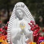 A statue of Mary with a crown is seen at a cemetery in Nogales, Ariz., June 26, 2026. (OSV News photo/Bob Roller)