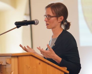 Hannah Barrett, an associate professor of theology, speaks during Franciscan University of Steubenville's sixth annual Truth of Love Conference Sept. 5, 2026, with this year's edition in Gaming, Austria, titled "Toward a Theology of Healing." (OSV News photo/courtesy Franciscan University of Steubenville)