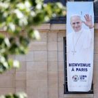 A banner welcoming Pope Leo XIV is displayed on a church in Paris Sept. 23, 2026, ahead of the pope's Sept. 25-28 visit to France. The slogan reads "Welcome to Paris." (OSV News photo/Abdul Saboor, Reuters)