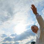 Pope Leo XIV greets visitors and pilgrims from the popemobile while riding around St. Peter’s Square at the Vatican before his weekly general audience Oct. 7, 2026. (CNS photo/Vatican Media)