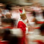 Pope Leo XIV leaves following a Mass marking the start of the academic year at the Pontifical Universities, in St. Peter's Basilica at the Vatican, Oct. 8, 2026. After the Angelus prayer on Oct. 11, he announced that he would undergo surgery to remove a lung nodule. (OSV News photo/Remo Casilli, Reuters)