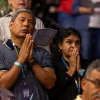 Francisco Gracia, a parishioner of St. Edward Catholic Parish in Dallas, holds his hands in prayer during the opening Mass for the Diocese of Dallas Parish Leadership Conference 2026, "Missionary Discipleship: Called and Sent Forth," held Oct. 3 at Bishop Lynch High School. (MICHAEL GRESHAM/The Texas Catholic)