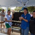 St. Mary of Carmel School in Dallas celebrated the Jamaica Festival on Sunday afternoon.  (l-r) Juan Ruiz, Noelia Medellin, Juana Ruiz and Maria Gonzalez prepared gorditas at the Gordita Stand.